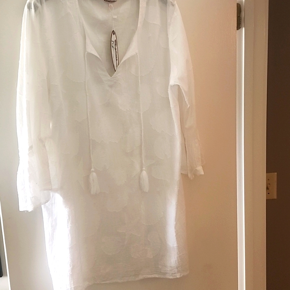 White  Flowy Sleeve Cover Up